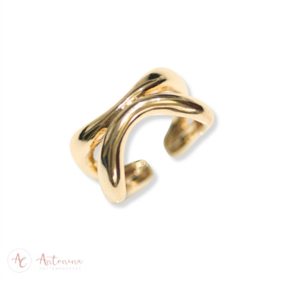 Anel Curve Banhado Em Ouro 18k<br><span style='color:#fff;'>Joias</span>