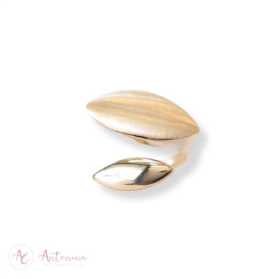 Anel Dupla Navete Banhado Em Ouro 18k<br><span style='color:#fff;'>Joias</span>