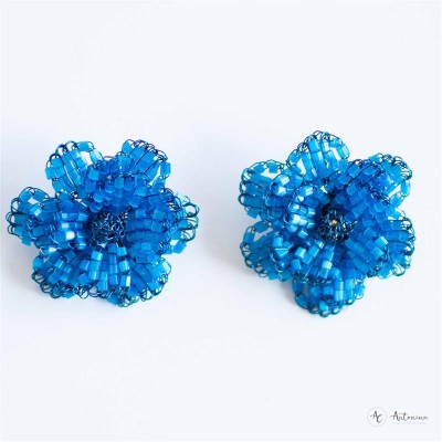 Brinco Crochê Florata G Blue Marine <br><span style='color:#fff;'>Joias</span>