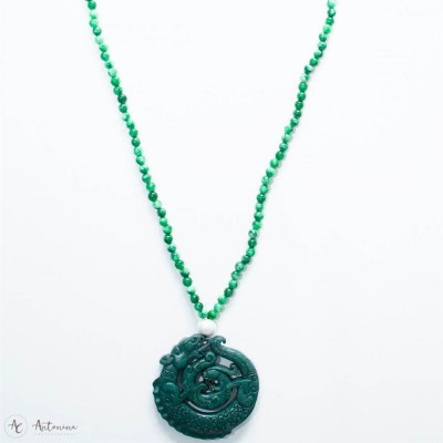 Colar Jade Imperial Verde E Mandala<br><span style='color:#fff;'>Joias</span>