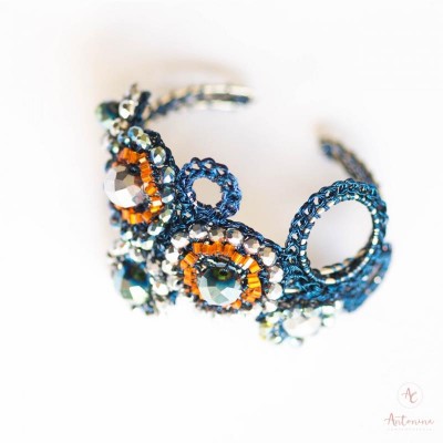 Bracelete Bordado Azul Céu<br><span style='color:#fff;'>Joias</span>