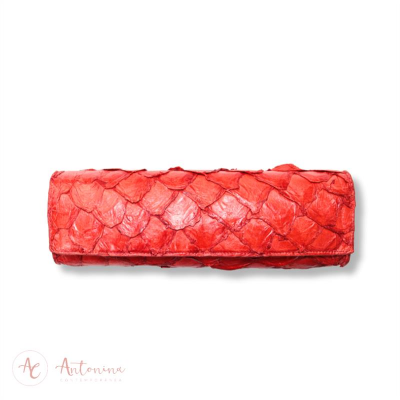 Bolsa Baguete Pirarucu Vermelho Coral<br><span style='color:#fff;'>Joias</span>