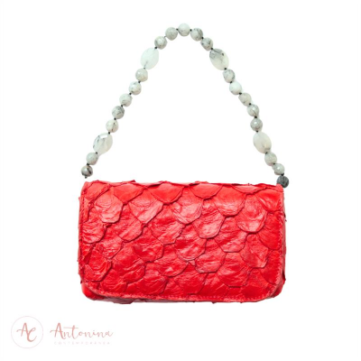 Bolsa Sophie De Pirarucu Vermelha Coral<br><span style='color:#fff;'>Joias</span>