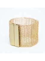 Bracelete Crochê Dourado Banhado Em Ouro 18k