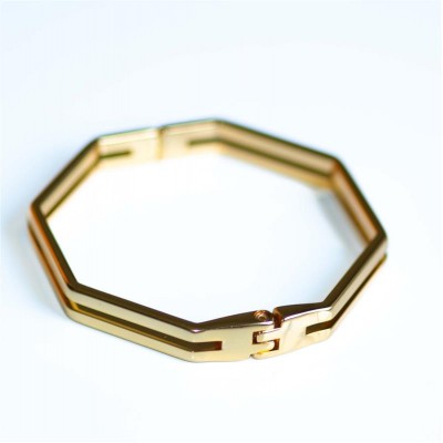 Bracelete Octagonal Banhado Em Ouro 18k<br><span style='color:#fff;'>Joias</span>