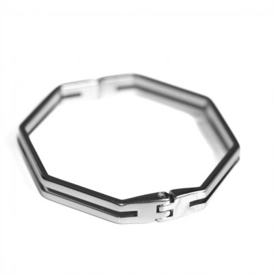Bracelete Octagonal Banhado Em Ródio<br><span style='color:#fff;'>Joias</span>